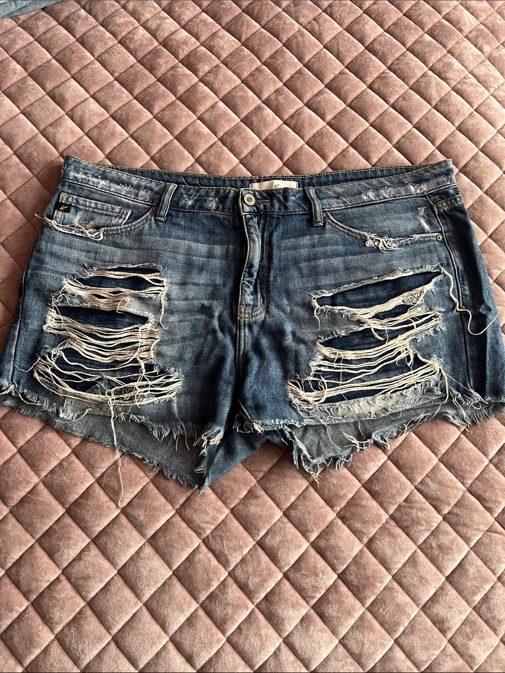 KanCan Ripped Blue Denim Cutoff Shorts